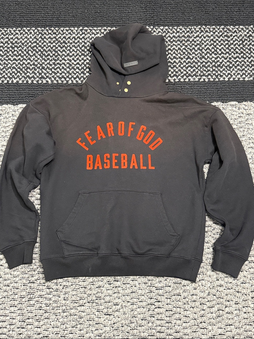 Fear of God Seventh Collection Baseball Hoodie Flocked Logo Luxury Streetwear